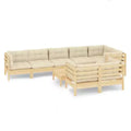 vidaXL Salon de jardin avec coussins – Pin massif