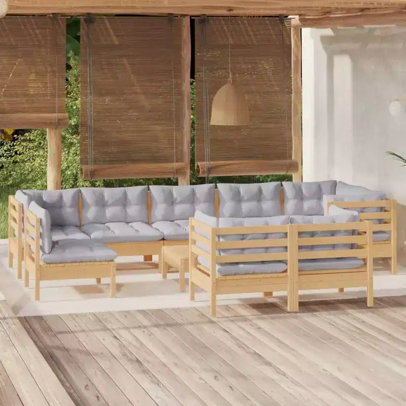 vidaXL Salon de jardin en pin massif avec coussins, multicolore