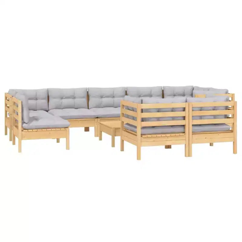 vidaXL Salon de jardin en pin massif avec coussins, multicolore