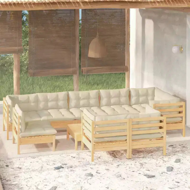 vidaXL Salon de jardin en pin massif avec coussins, multicolore