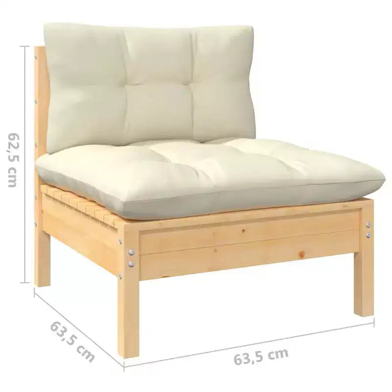 vidaXL Salon de jardin en pin massif avec coussins, multicolore