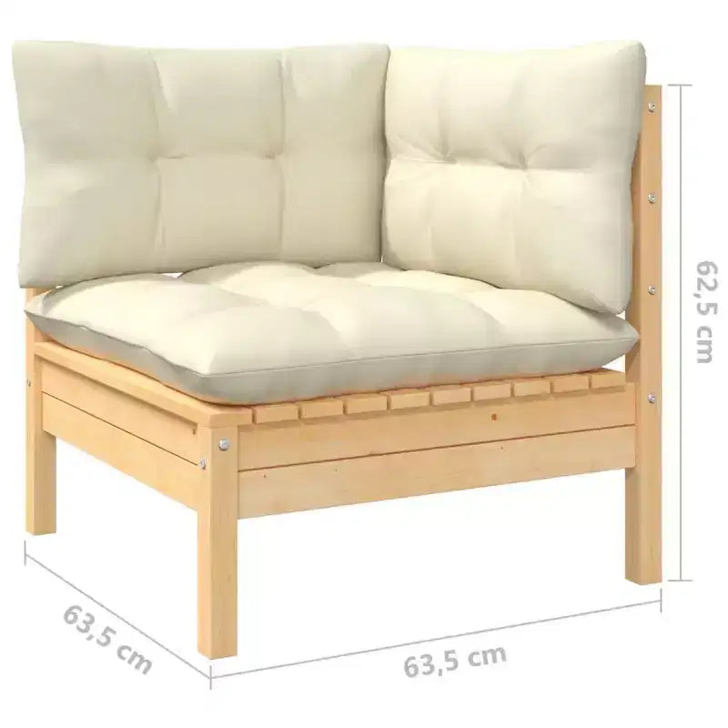vidaXL Salon de jardin en pin massif avec coussins, multicolore