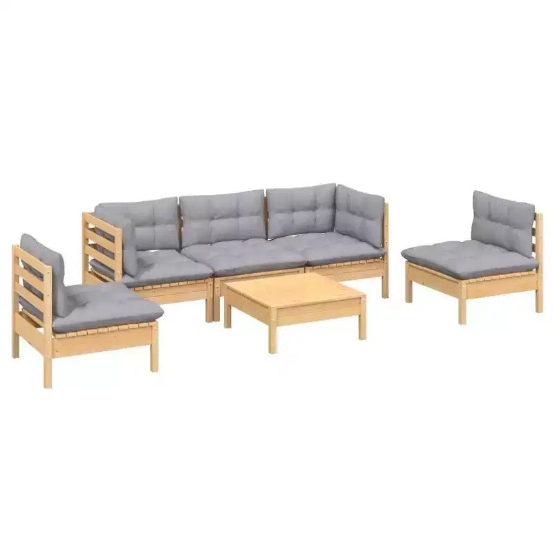 vidaXL Salon de jardin avec coussins en bois de pin massif