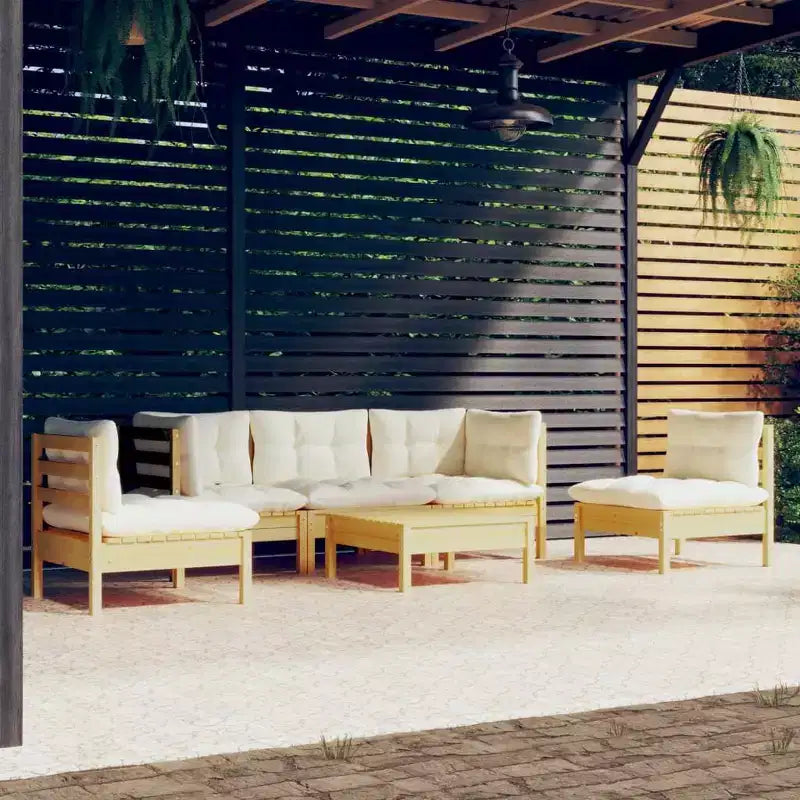 vidaXL Salon de jardin avec coussins en bois de pin massif