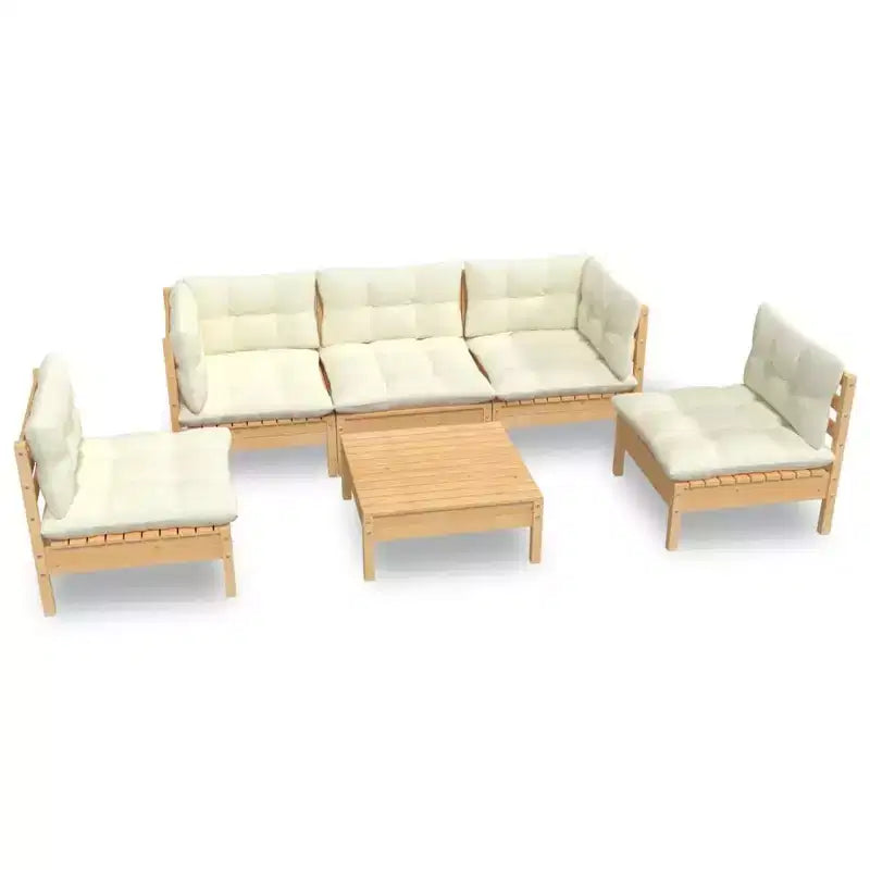 vidaXL Outdoor Garden Lounge Set with Cushions - Solid Pine Wood
