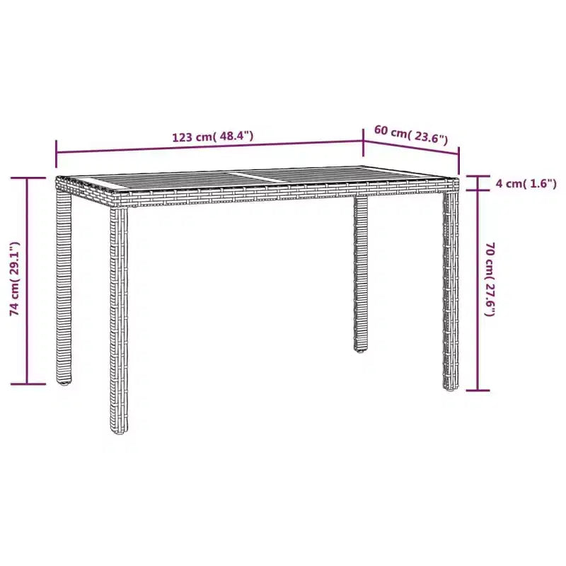 vidaXL Salon de Jardin Ensemble Table et Chaises Extérieur en Résine Tressée et Bois d'Acacia