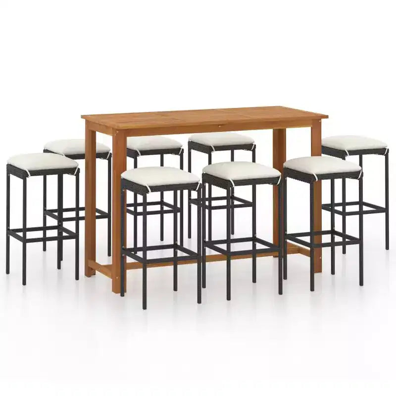 vidaXL Patio Bar Set Bar Table and Stools Patio Furniture Set with Cushions