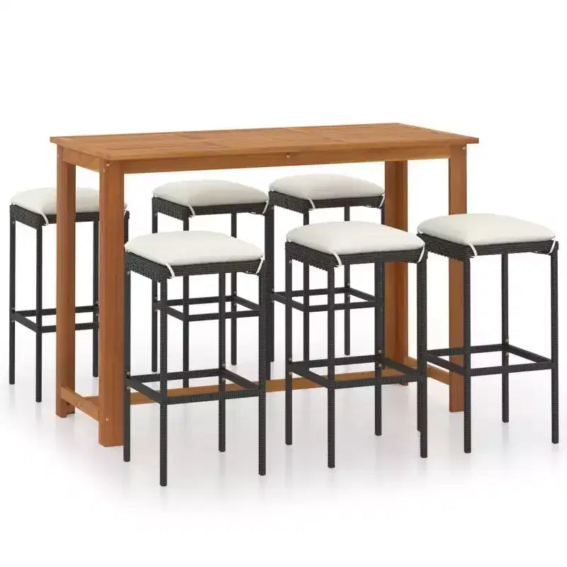 vidaXL Ensemble de bar de patio Table de bar et tabourets Ensemble de mobilier de patio avec coussins
