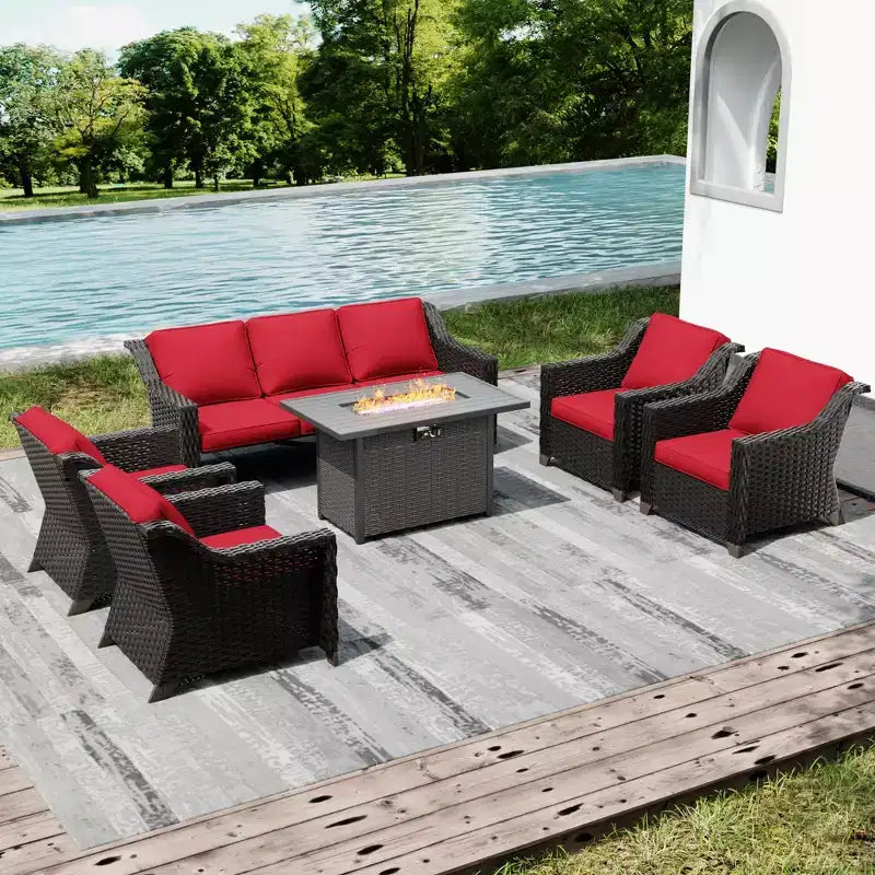 Ensemble de patio extérieur UPTIOT avec table de brasero, canapé et chaises pour les réceptions dans le jardin