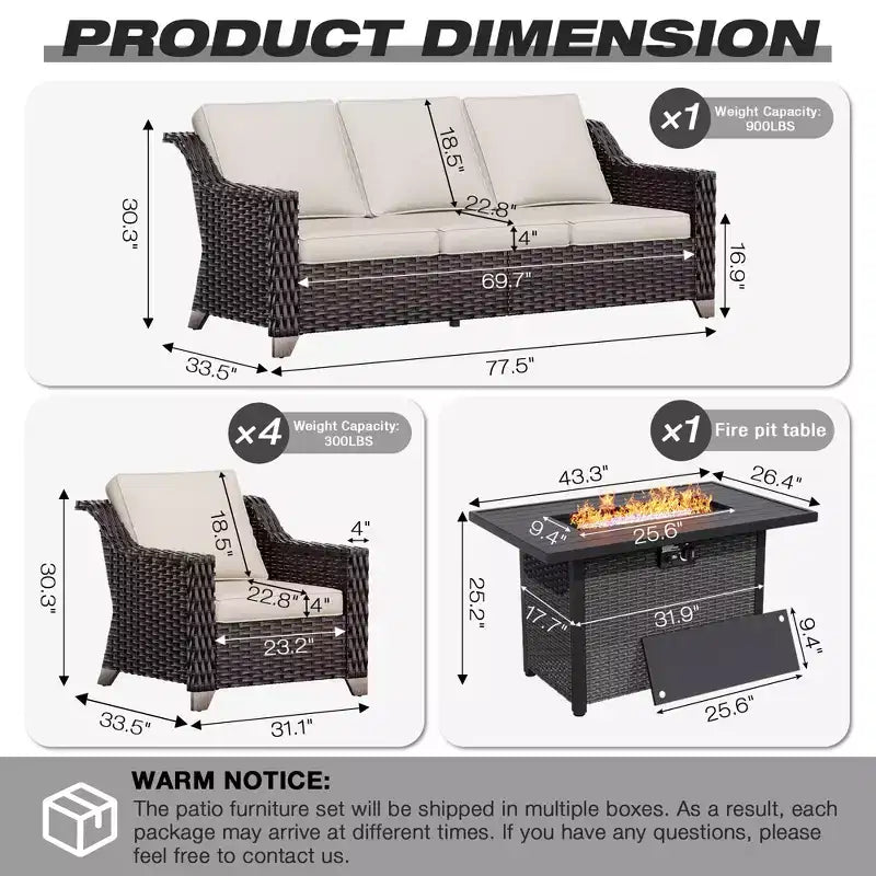 Ensemble de patio extérieur UPTIOT avec table de brasero, canapé et chaises pour les réceptions dans le jardin