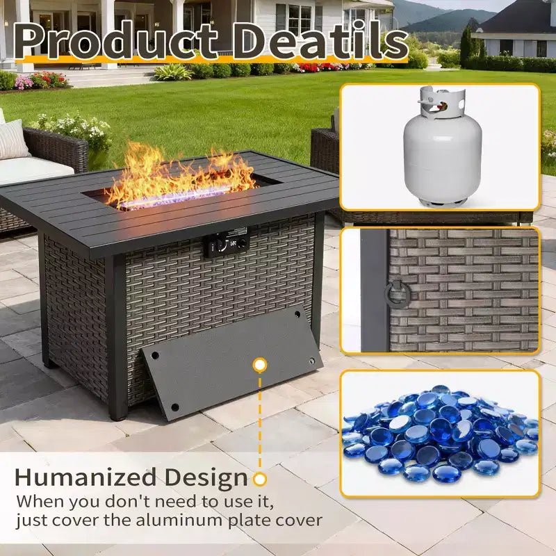 Ensemble de patio extérieur UPTIOT avec table de brasero, canapé et chaises pour les réceptions dans le jardin