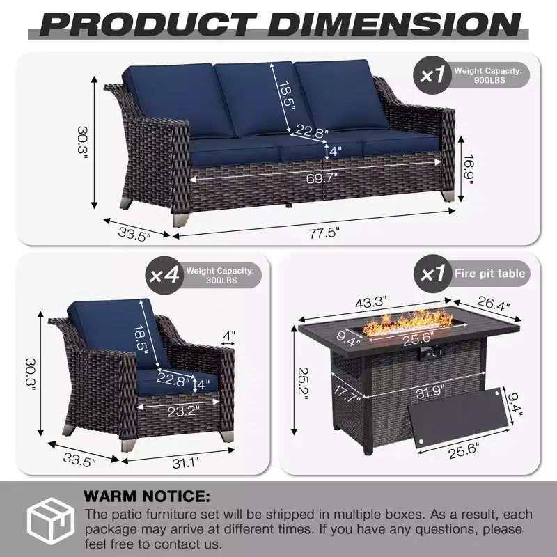 Ensemble de patio extérieur UPTIOT avec table de brasero, canapé et chaises pour les réceptions dans le jardin