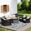 UPTIOT Outdoor Patio Set with Fire Pit Table, Sofa, and Chairs for Backyard Gatherings
