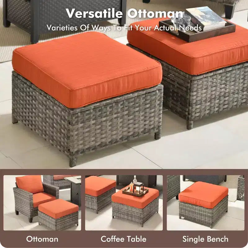 Ensemble de 7 pièces HOMLUX avec chaises pivotantes et table brasero, résistant aux intempéries