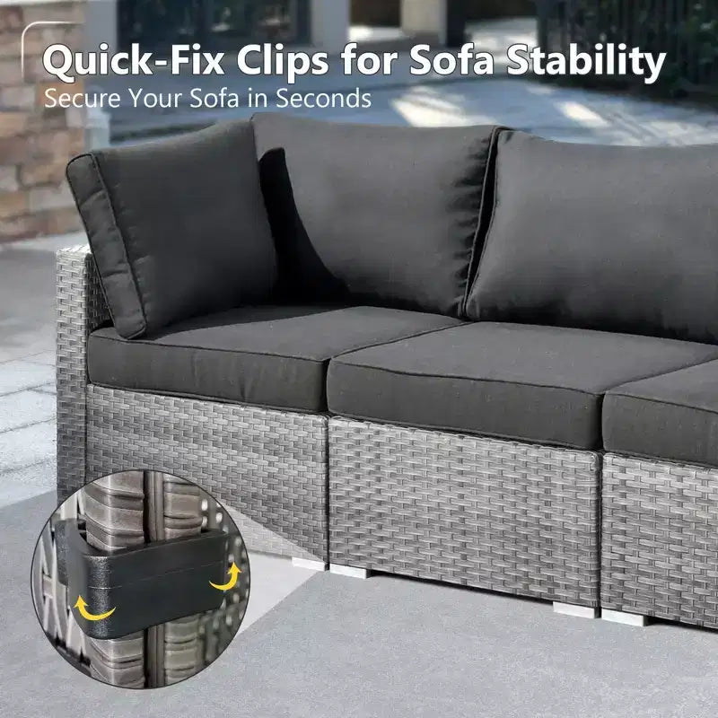 HOMLUX Ensemble de Canapés Modulables d'Extérieur 5 Pièces pour Patio, Jardin, Balcon