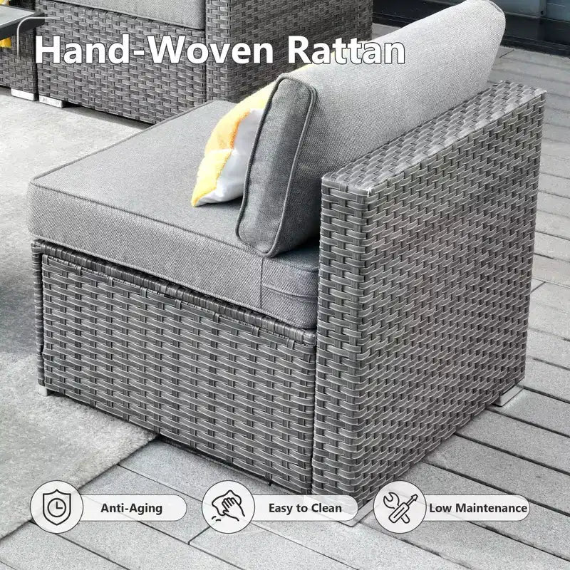 HOMLUX Ensemble de Canapés Modulables d'Extérieur 5 Pièces pour Patio, Jardin, Balcon