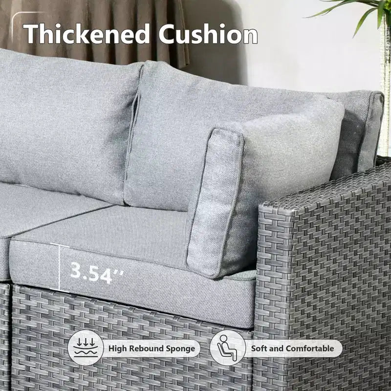 HOMLUX Ensemble de Canapés Modulables d'Extérieur 5 Pièces pour Patio, Jardin, Balcon