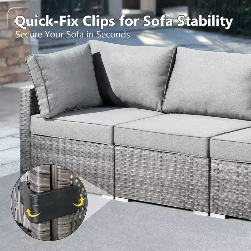 HOMLUX Ensemble de Canapés Modulables d'Extérieur 5 Pièces pour Patio, Jardin, Balcon