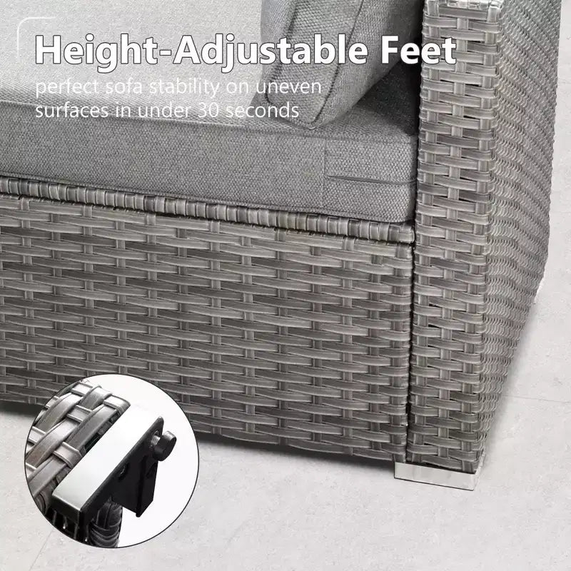 HOMLUX Ensemble de Canapés Modulables d'Extérieur 5 Pièces pour Patio, Jardin, Balcon