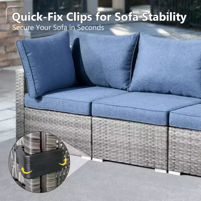 HOMLUX Ensemble de Canapés Modulables d'Extérieur 5 Pièces pour Patio, Jardin, Balcon
