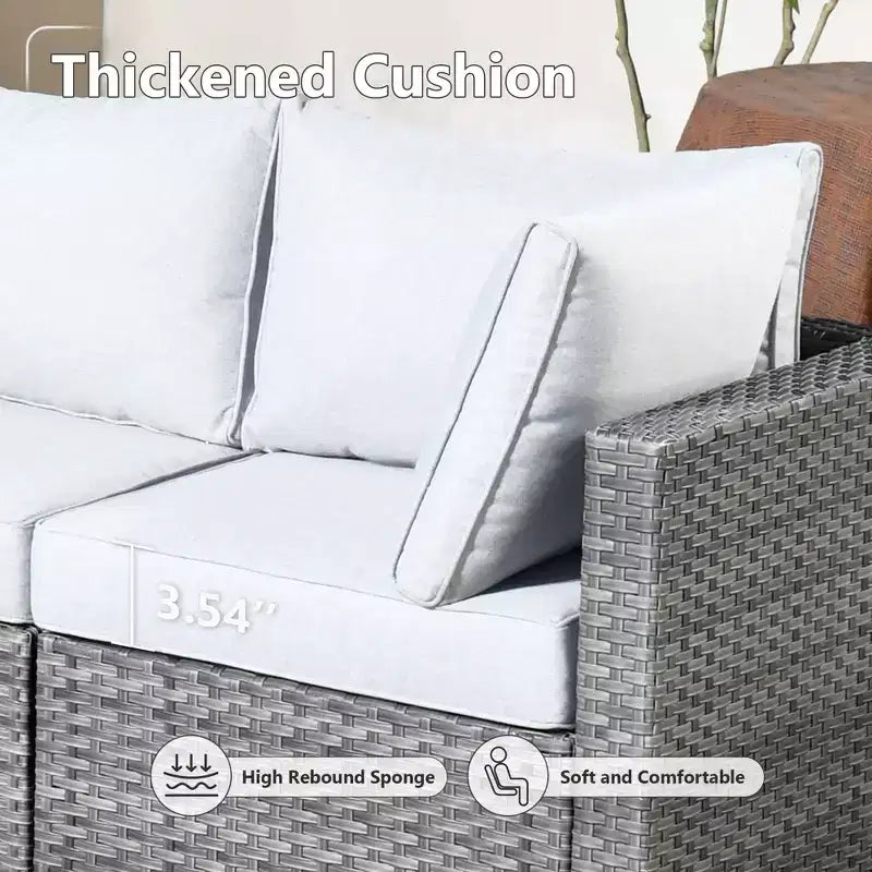 HOMLUX Ensemble de Canapés Modulables d'Extérieur 5 Pièces pour Patio, Jardin, Balcon