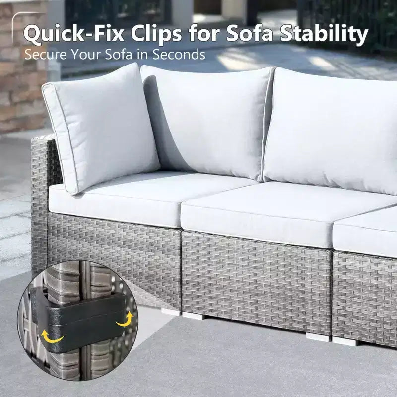 HOMLUX Ensemble de Canapés Modulables d'Extérieur 5 Pièces pour Patio, Jardin, Balcon