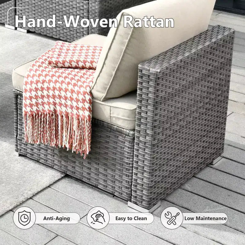 HOMLUX Ensemble de Canapés Modulables d'Extérieur 5 Pièces pour Patio, Jardin, Balcon