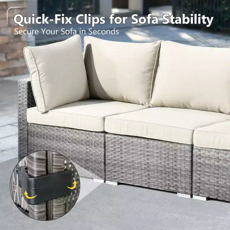 HOMLUX Ensemble de Canapés Modulables d'Extérieur 5 Pièces pour Patio, Jardin, Balcon