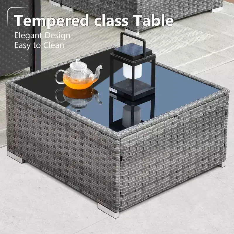 HOMLUX Ensemble de Canapés Modulables d'Extérieur 5 Pièces pour Patio, Jardin, Balcon