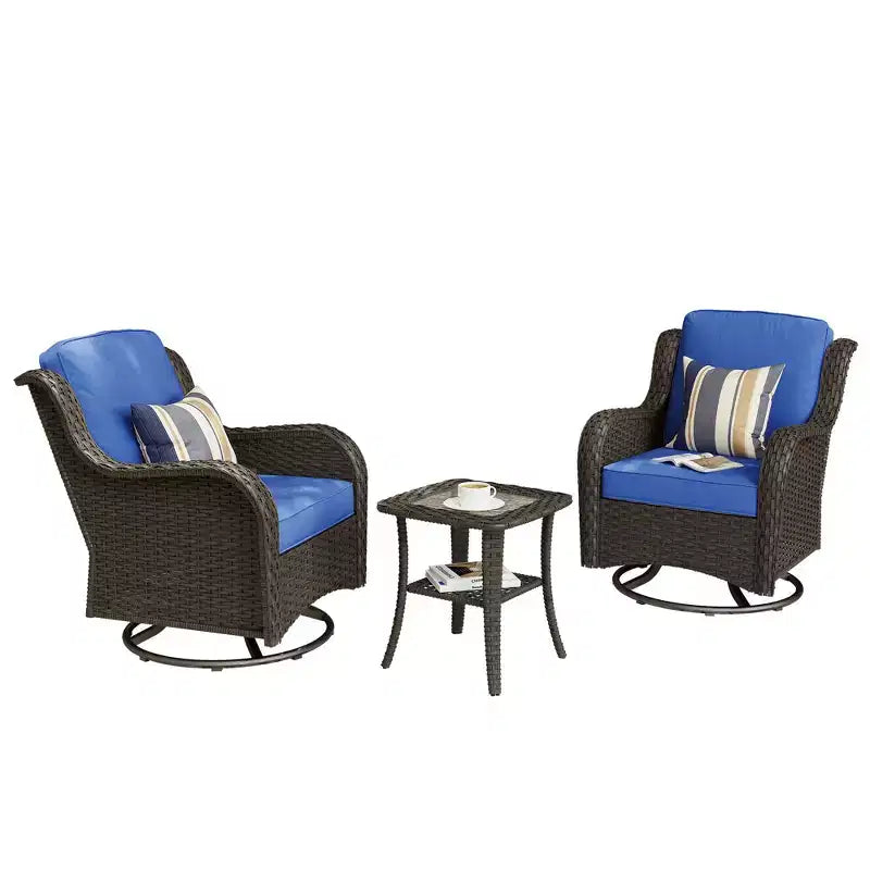 Ensemble de chaises pivotantes à bascule d'extérieur HOMLUX Modern 3 pièces Paito et canapé de bistrot