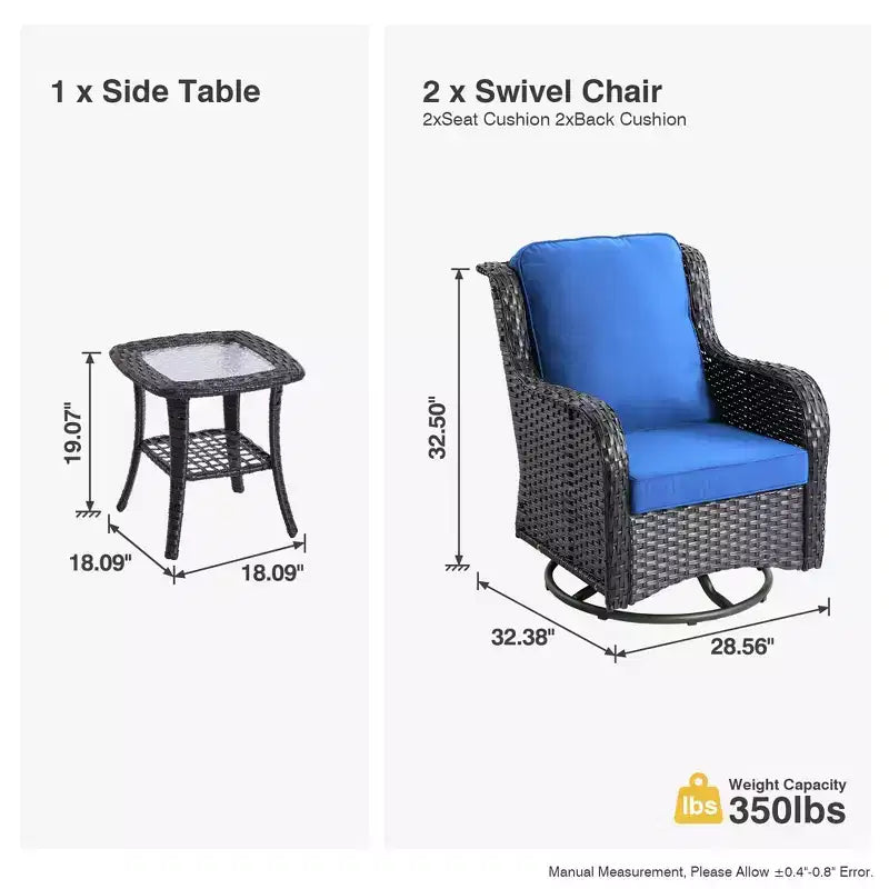 Ensemble de chaises pivotantes à bascule d'extérieur HOMLUX Modern 3 pièces Paito et canapé de bistrot