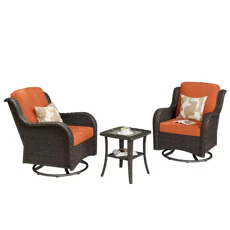 Ensemble de chaises pivotantes à bascule d'extérieur HOMLUX Modern 3 pièces Paito et canapé de bistrot