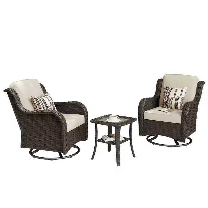 Ensemble de chaises pivotantes à bascule d'extérieur HOMLUX Modern 3 pièces Paito et canapé de bistrot