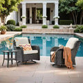 HOMLUX Modern 3 Pieces Paito Seating Sets Outdoor Swivel Rocker Chairs Patio Bistro Sofa Set