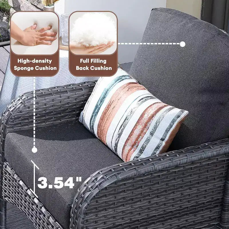 HOMLUX Lot de 2 chaises de patio en osier, ensemble de chaises d'extérieur tout temps à dossier haut en rotin