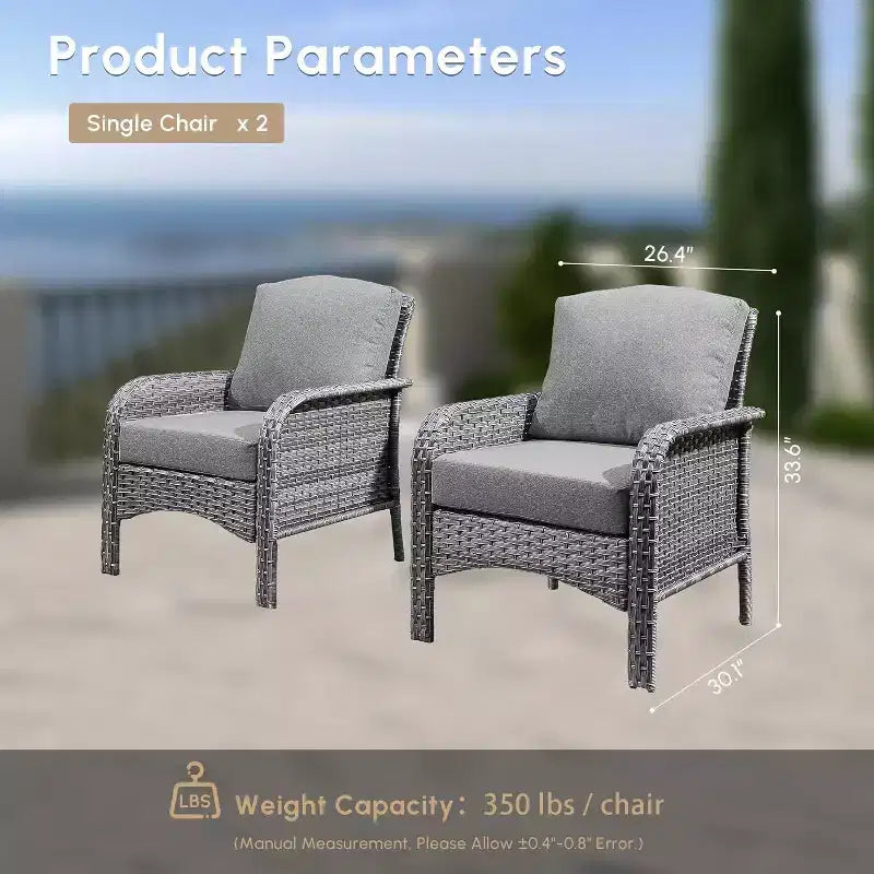 HOMLUX Lot de 2 chaises de patio en osier, ensemble de chaises d'extérieur tout temps à dossier haut en rotin