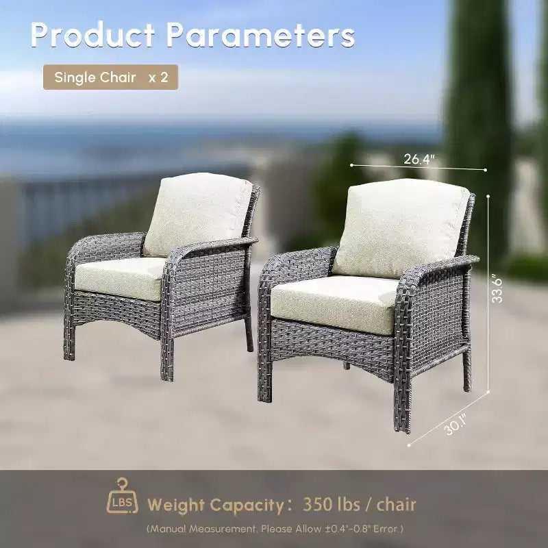 HOMLUX Lot de 2 chaises de patio en osier, ensemble de chaises d'extérieur tout temps à dossier haut en rotin