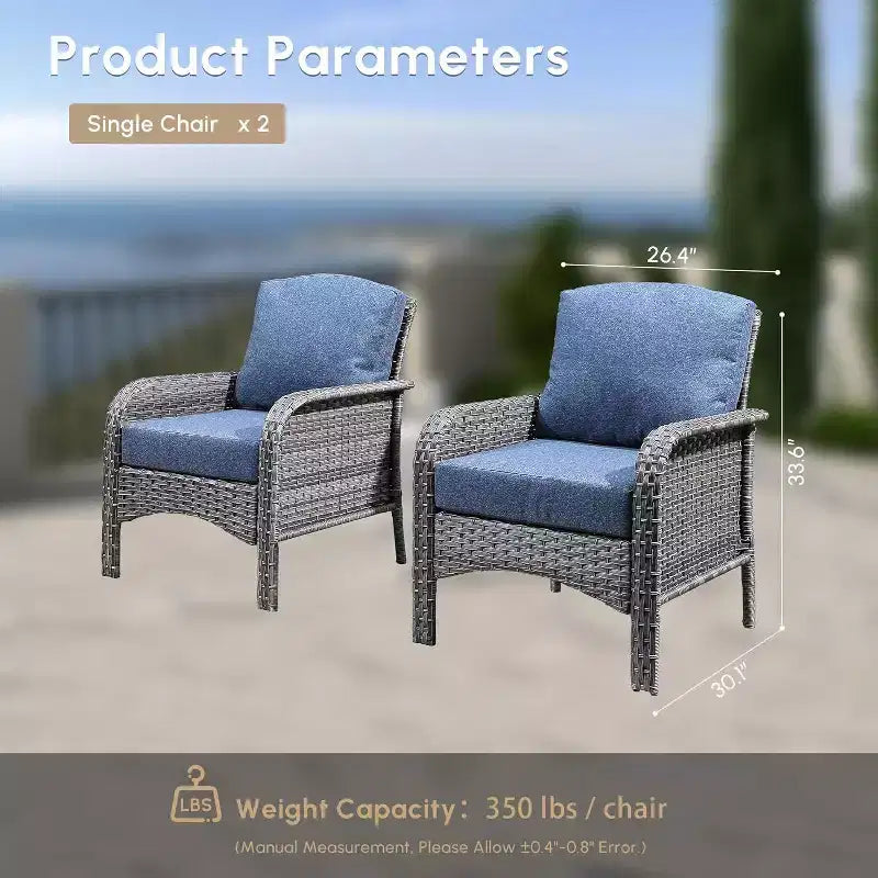 HOMLUX Lot de 2 chaises de patio en osier, ensemble de chaises d'extérieur tout temps à dossier haut en rotin