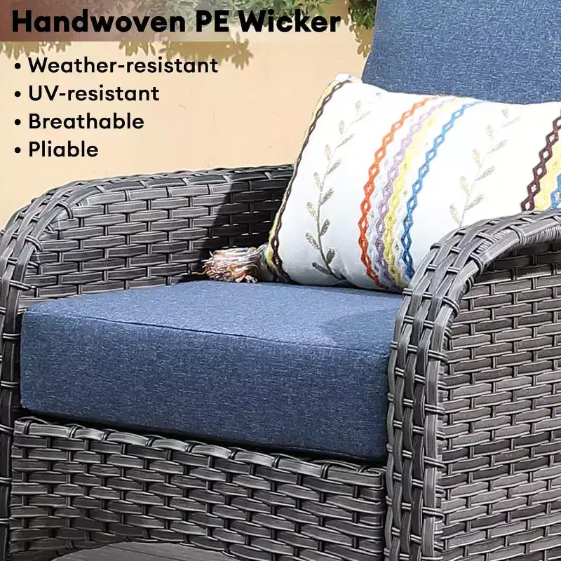 HOMLUX Lot de 2 chaises de patio en osier, ensemble de chaises d'extérieur tout temps à dossier haut en rotin