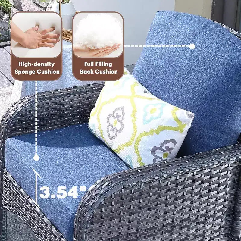 HOMLUX Lot de 2 chaises de patio en osier, ensemble de chaises d'extérieur tout temps à dossier haut en rotin