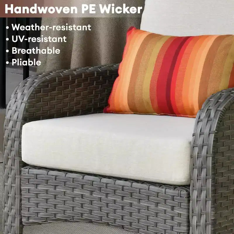 HOMLUX Lot de 2 chaises de patio en osier, ensemble de chaises d'extérieur tout temps à dossier haut en rotin