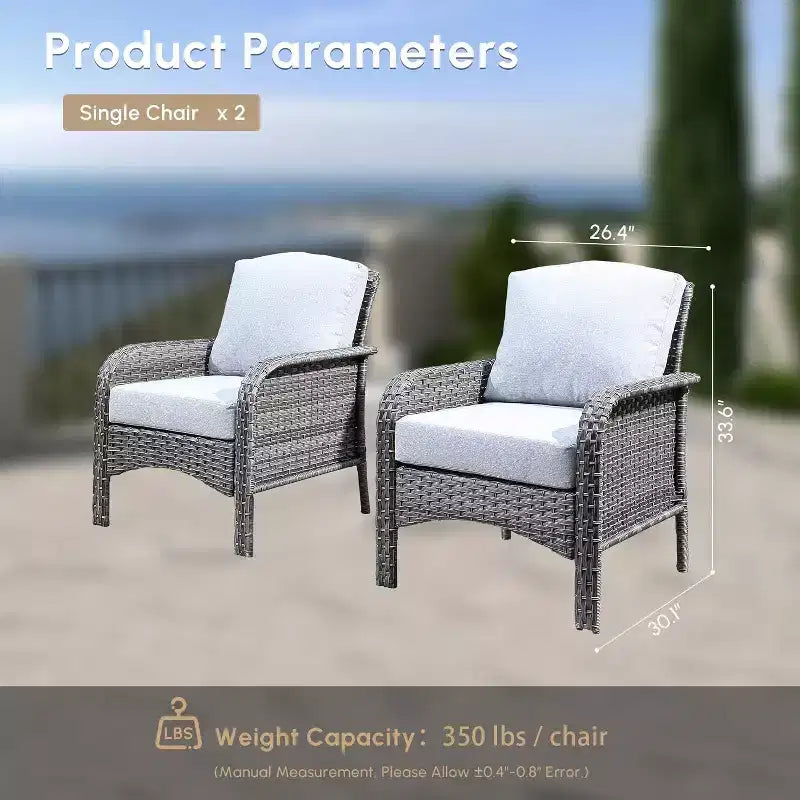 HOMLUX Lot de 2 chaises de patio en osier, ensemble de chaises d'extérieur tout temps à dossier haut en rotin