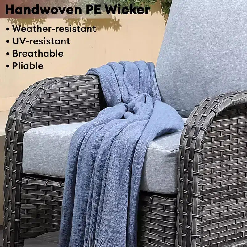 HOMLUX Lot de 2 chaises de patio en osier, ensemble de chaises d'extérieur tout temps à dossier haut en rotin