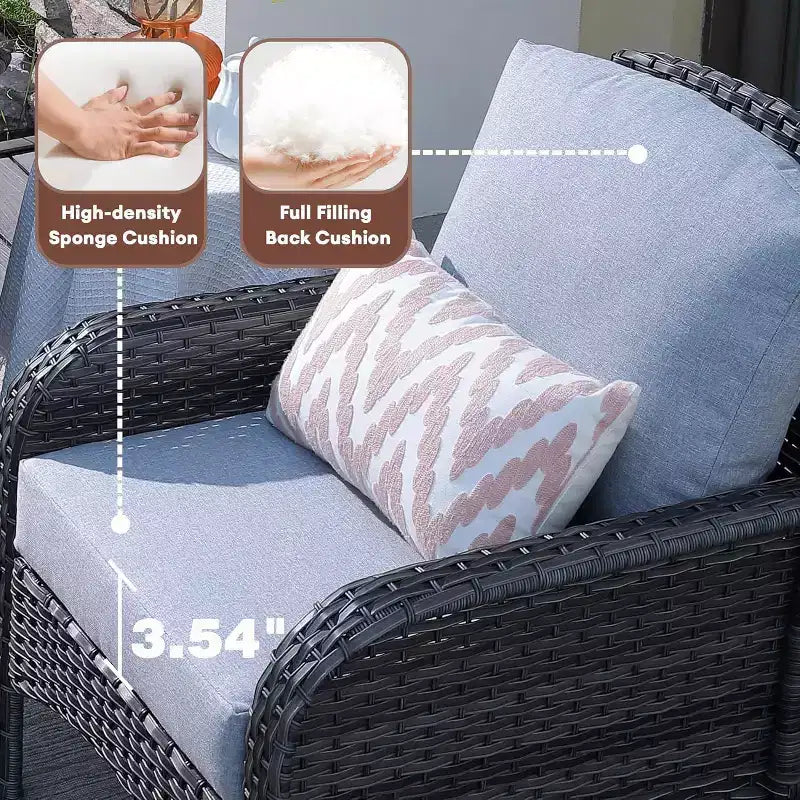 HOMLUX Lot de 2 chaises de patio en osier, ensemble de chaises d'extérieur tout temps à dossier haut en rotin