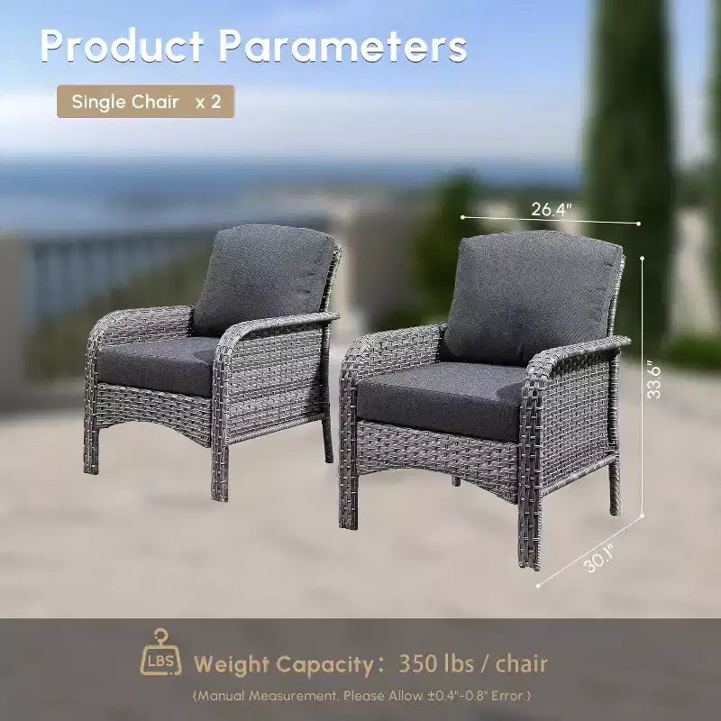 HOMLUX Lot de 2 chaises de patio en osier, ensemble de chaises d'extérieur tout temps à dossier haut en rotin