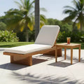 Christopher Knight Home Amelie Patio 2 Piece Acacia Wood Rattan Sunlounge Set with Cushion and Slatted Table