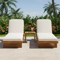 Christopher Knight Home Berenice Patio 3 Piece Acacia Wood Rattan Sunlounge Set with Cushion and Slatted Table