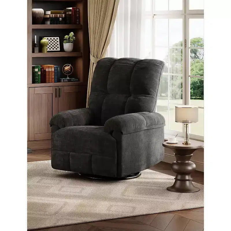 Swivel Rocking Recliner Chair with Lumbar Support - Manual Chenille Glider for Living Room Bedroom Nursery