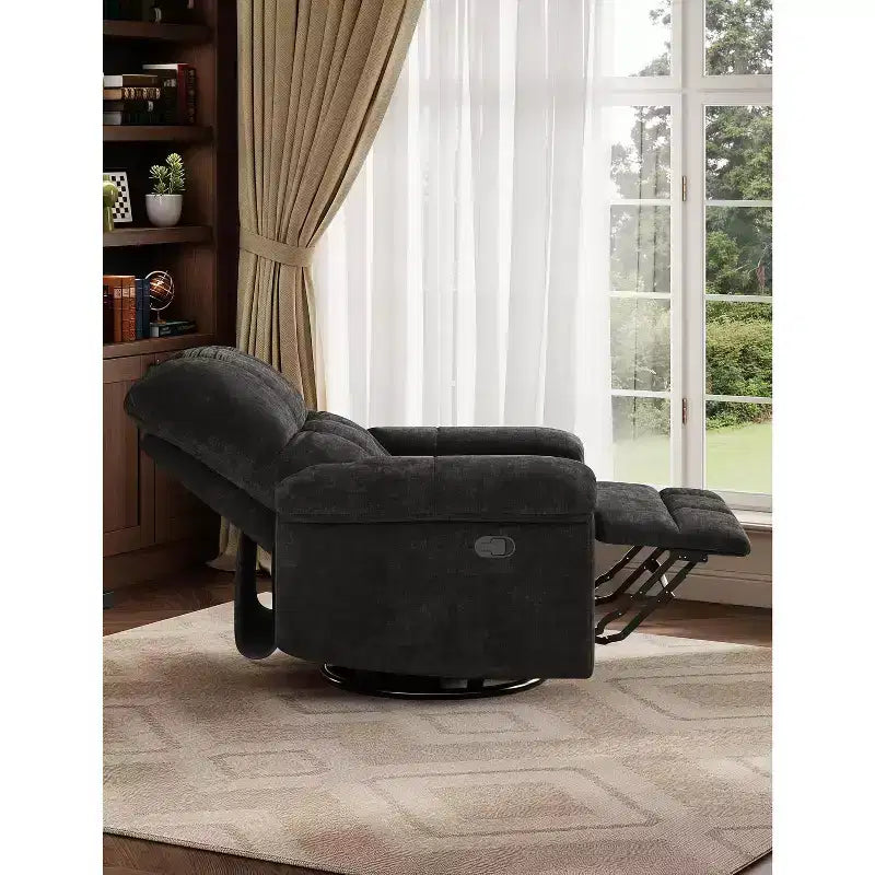 Swivel Rocking Recliner Chair with Lumbar Support - Manual Chenille Glider for Living Room Bedroom Nursery
