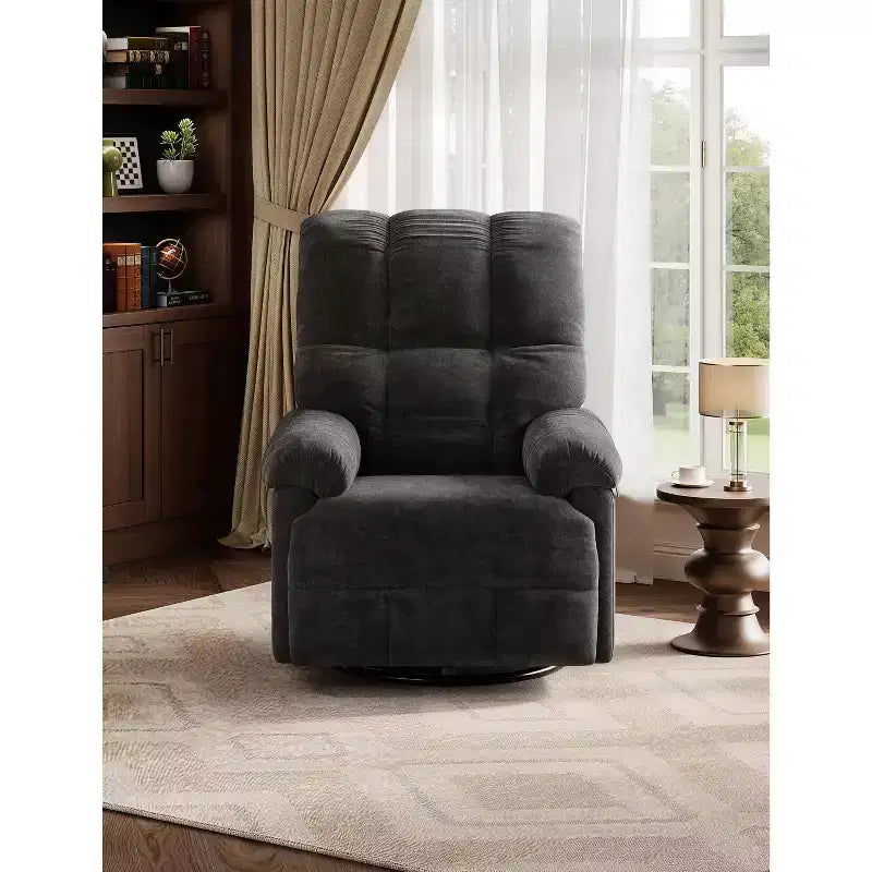 Swivel Rocking Recliner Chair with Lumbar Support - Manual Chenille Glider for Living Room Bedroom Nursery